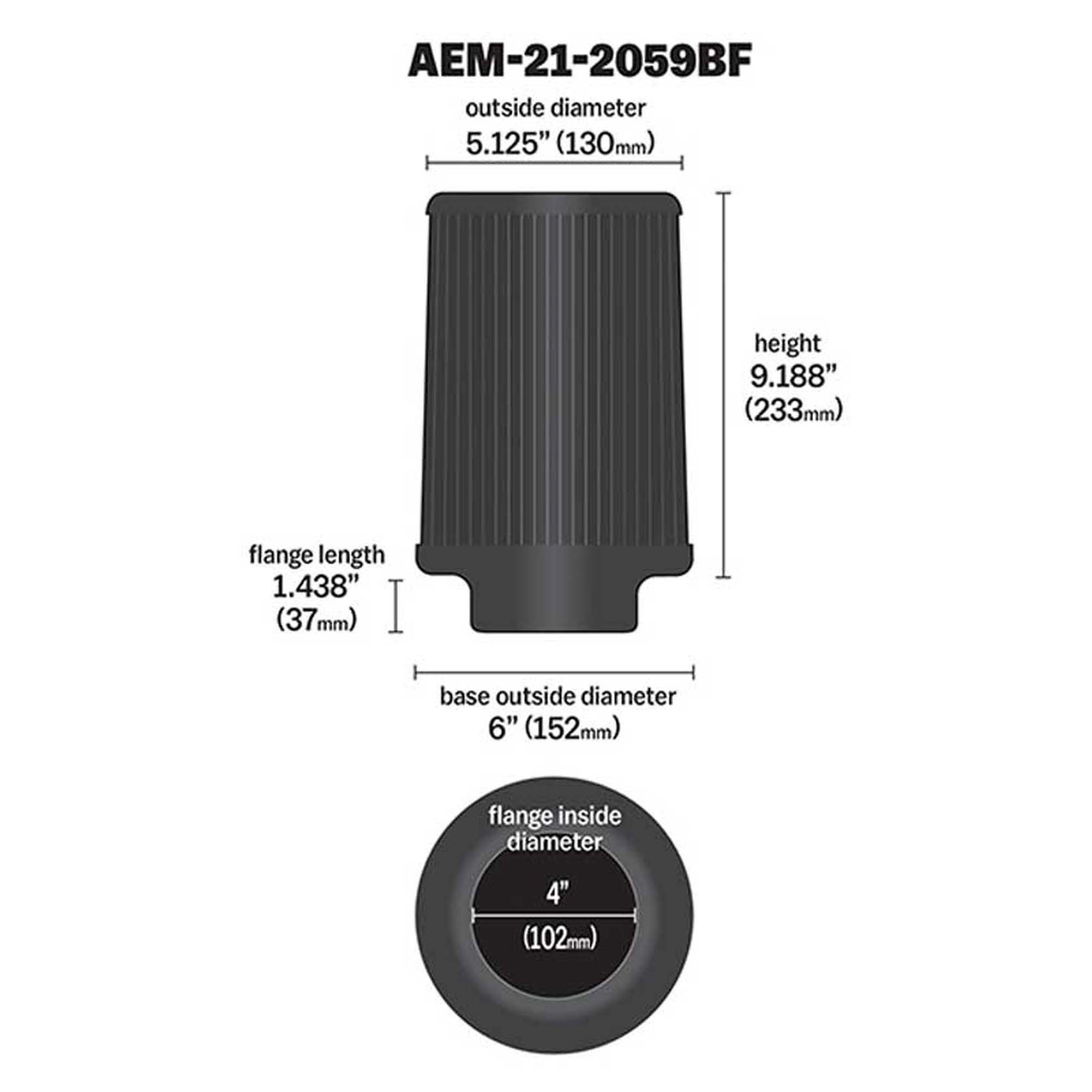 AEM-21-2059BF DryFlow Air Filter – view 2