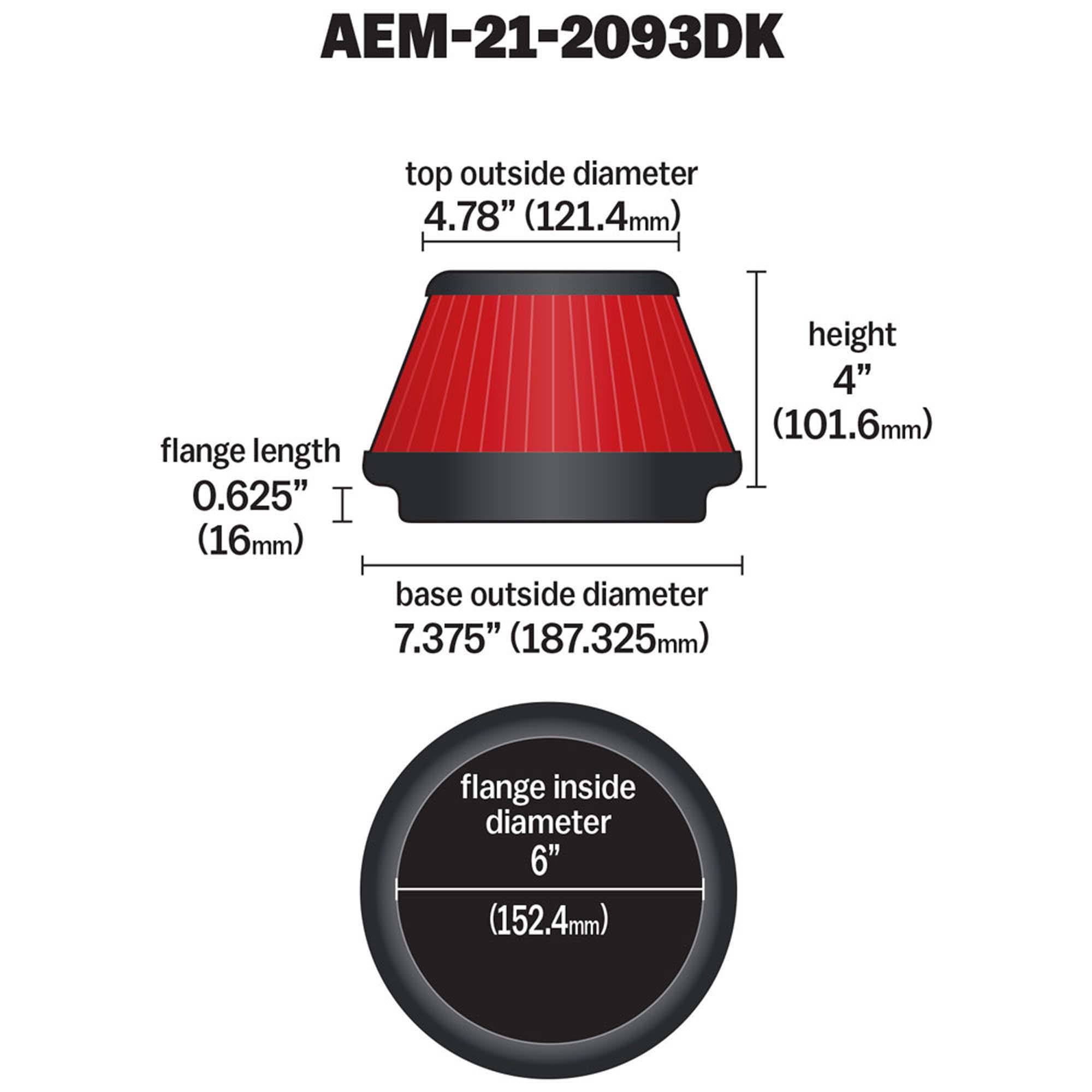 AEM-21-2093DK DryFlow Air Filter – view 3