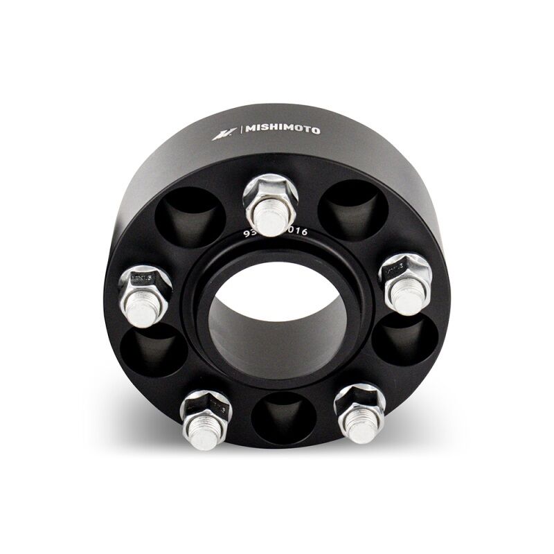 Mishimoto black wheel spacer showing 56.1mm center bore and M12x1.25 threads