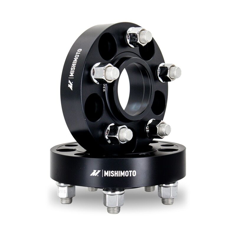 Mishimoto MMWS-001-300BK black wheel spacer with 5x114.3 bolt pattern and 30mm thickness