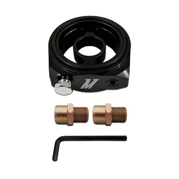 Universal mounting bracket included with the Mishimoto in-line oil thermostat
