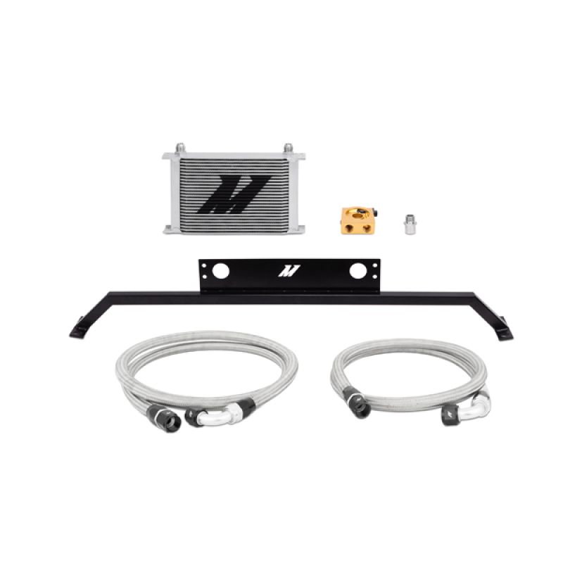 25-row stacked-plate bar-and-plate oil cooler core with AN Flare fittings for Ford Mustang GT