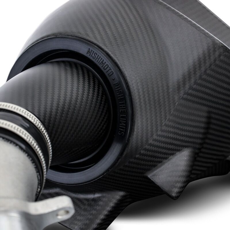Red oiled air filter and black carbon fiber intake hose for BMW M2 M3 M4