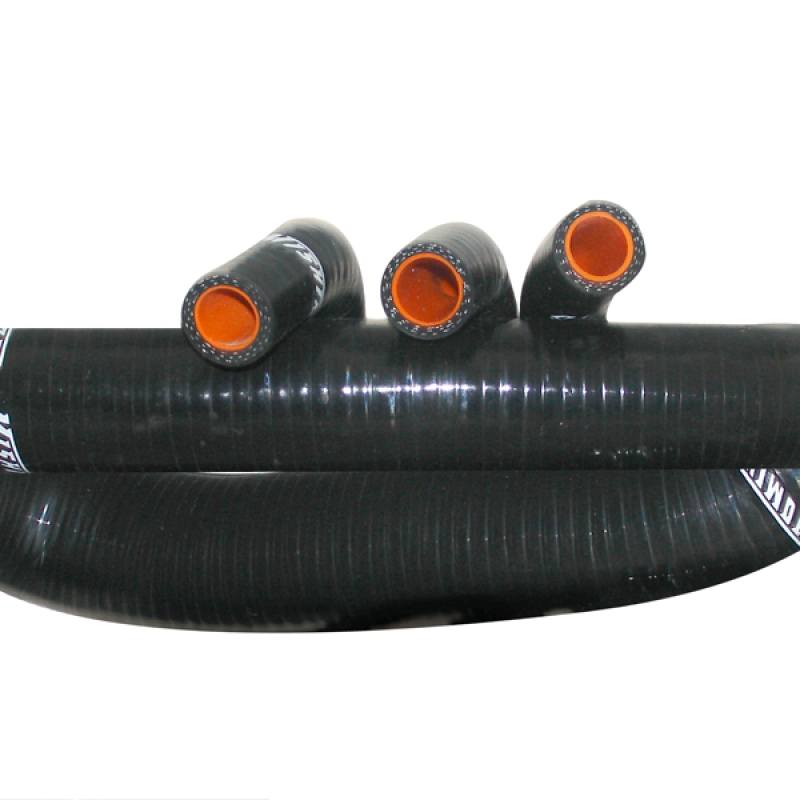 Close-up of Mishimoto black silicone hose material with embedded heat-resistant fibers