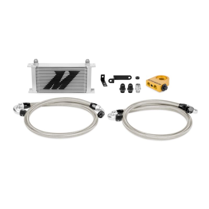 Mishimoto Silver oil cooler core with Anodized finish and Bar-and-Plate construction