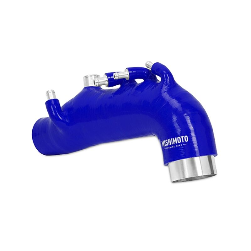 CNC aluminum 3-barb fittings on Mishimoto silicone induction hose for Subaru WRX
