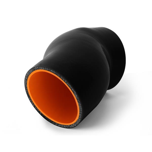 Mishimoto silicone throttle body hose shown with included high torque worm gear clamps