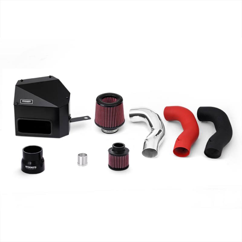 Aluminum intake pipe and silicone turbo inlet hose from the Mishimoto MK7 GTI air intake system