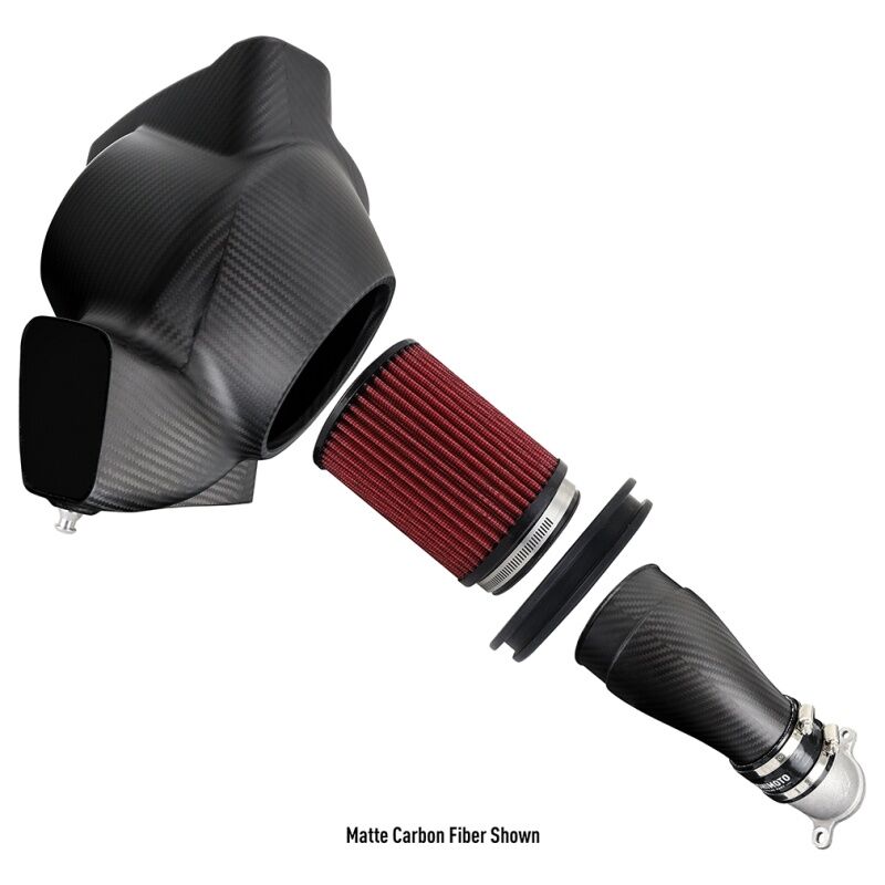 CNC-machined aluminum turbo inlet on Mishimoto BMW M3/M4 intake system