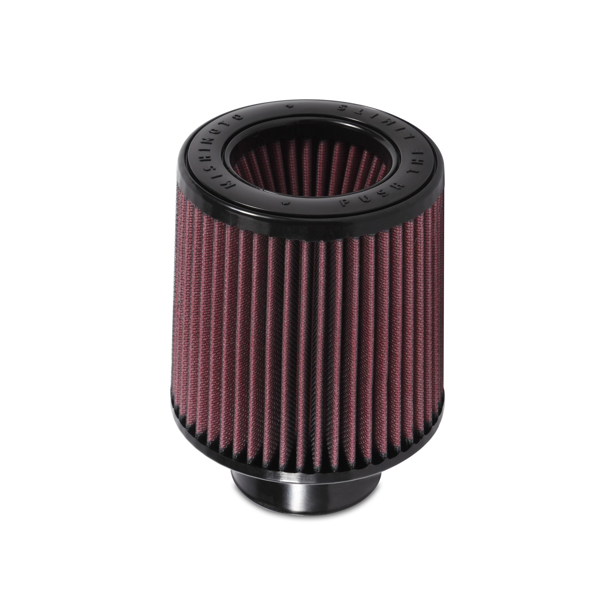 Red Mishimoto cotton air filter showing integrated powerstack design