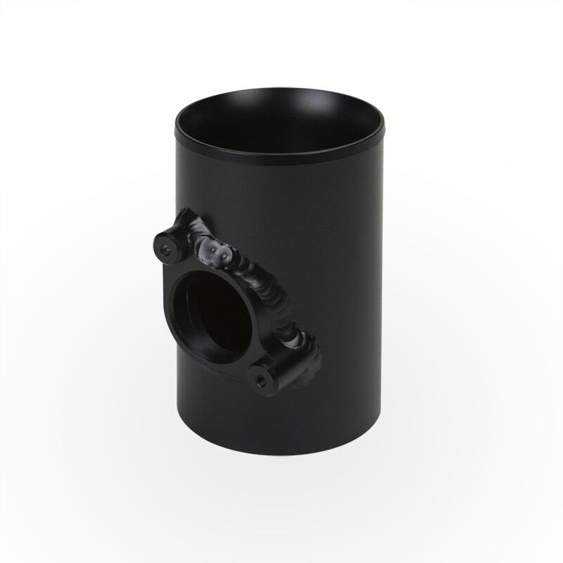 Black-powdercoated steel airbox from Mishimoto air intake system protecting the high-flow oiled filter