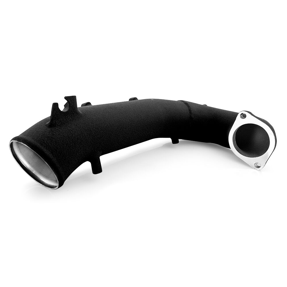 CNC-machined cast-aluminum turbo compressor inlet flange on Mishimoto Civic Type R inlet pipe