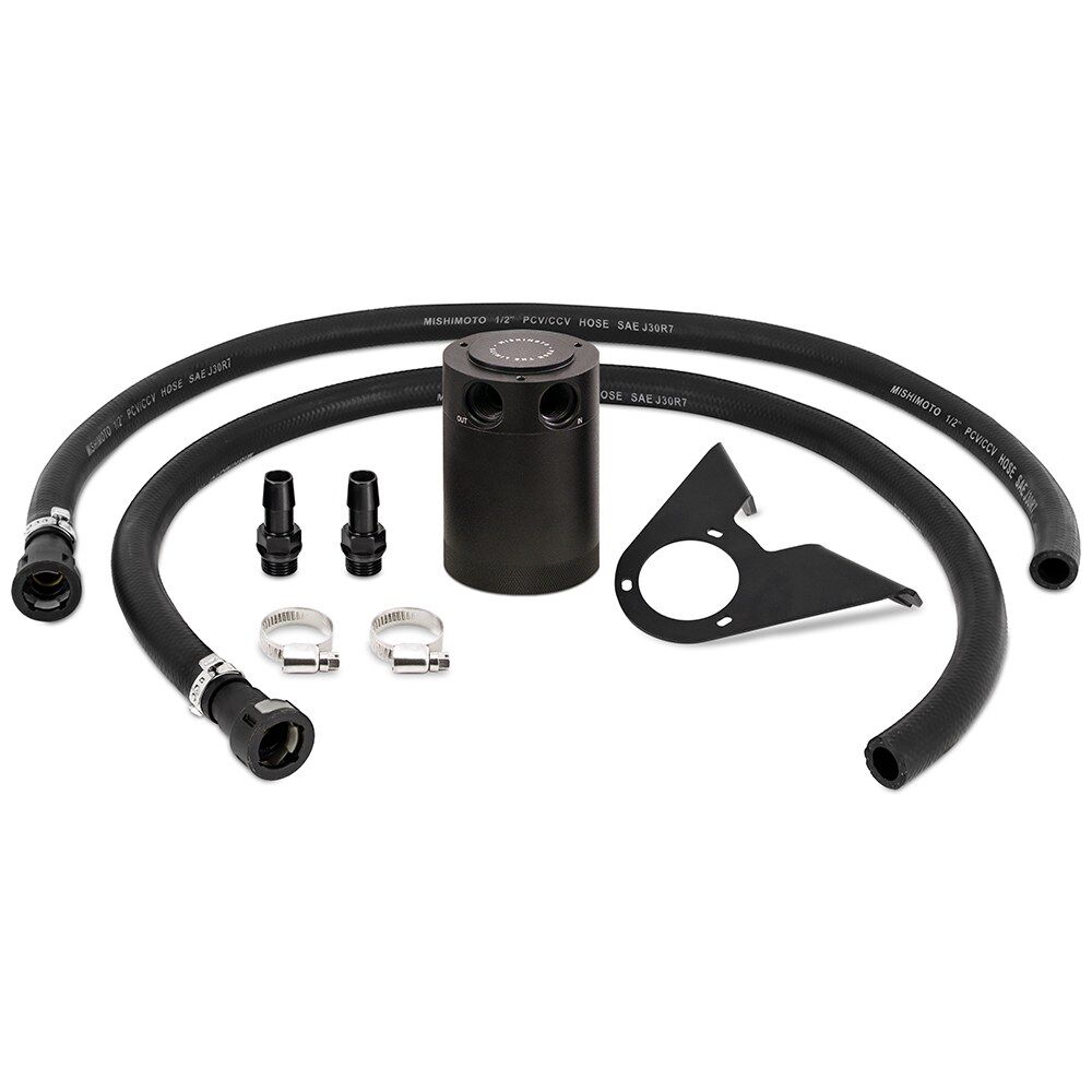 Mishimoto MMBCC-BR23-21P black anodized oil catch can kit for 2021-2024 Ford Bronco 2.3L EcoBoost