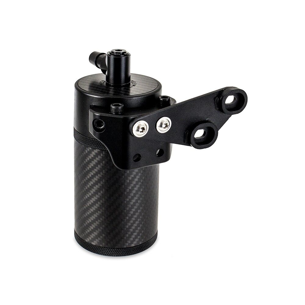 Direct-fit hoses with pre-installed quick-disconnect fittings included in the Mishimoto catch can kit