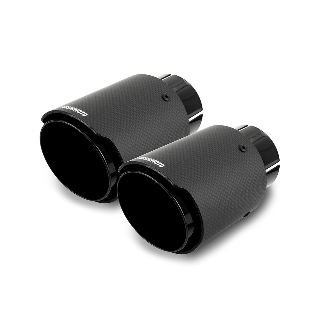 Mishimoto MMEXH-TIP-CFD25BK carbon fiber exhaust tip with black chrome 304 stainless-steel body