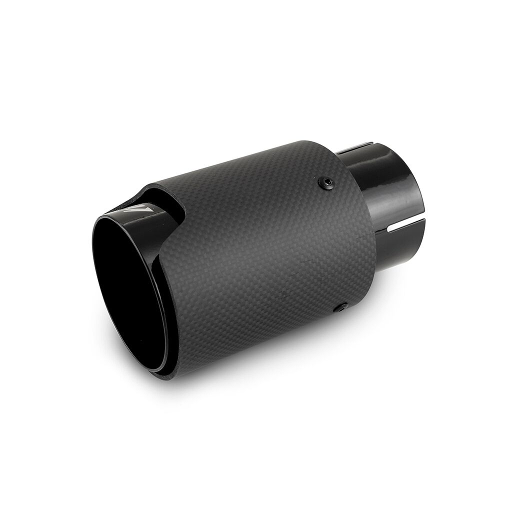 Mishimoto MMEXH-TIP-CFM25BK carbon fiber exhaust tip with black chrome 304 stainless steel base