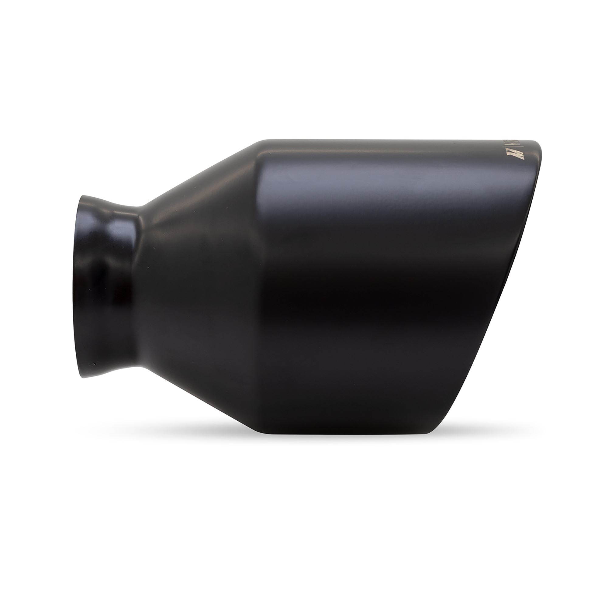 Close-up of Mishimoto black 304 stainless steel exhaust tip double-wall design
