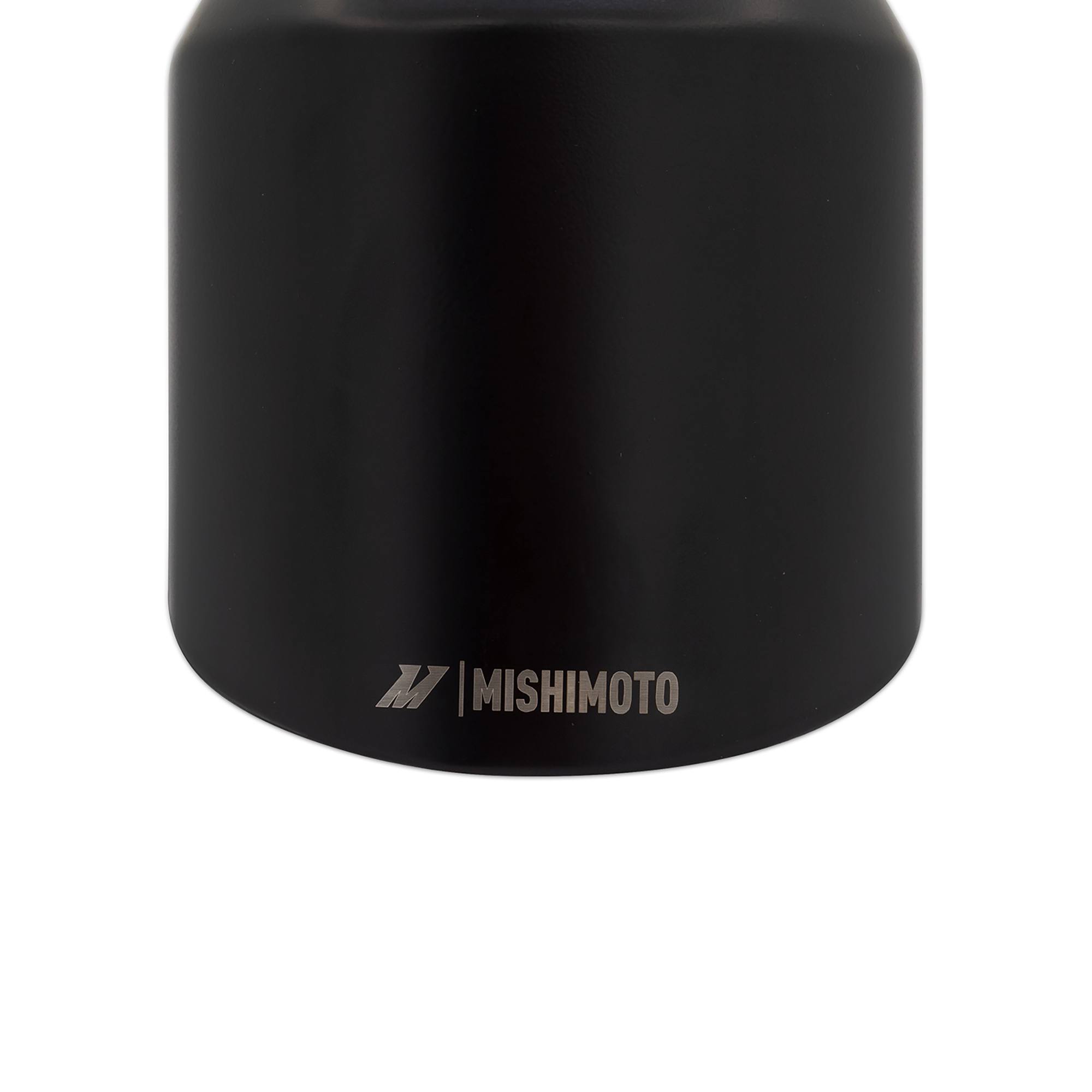 Mishimoto slash-cut black exhaust tip with slip-on OEM clamp fitment