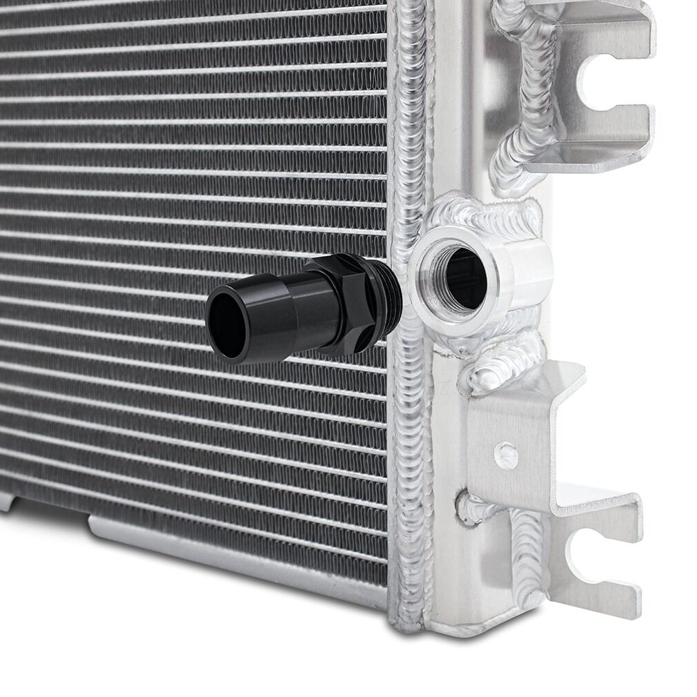 Mishimoto performance heat exchanger core showing 172 percent increase in core volume