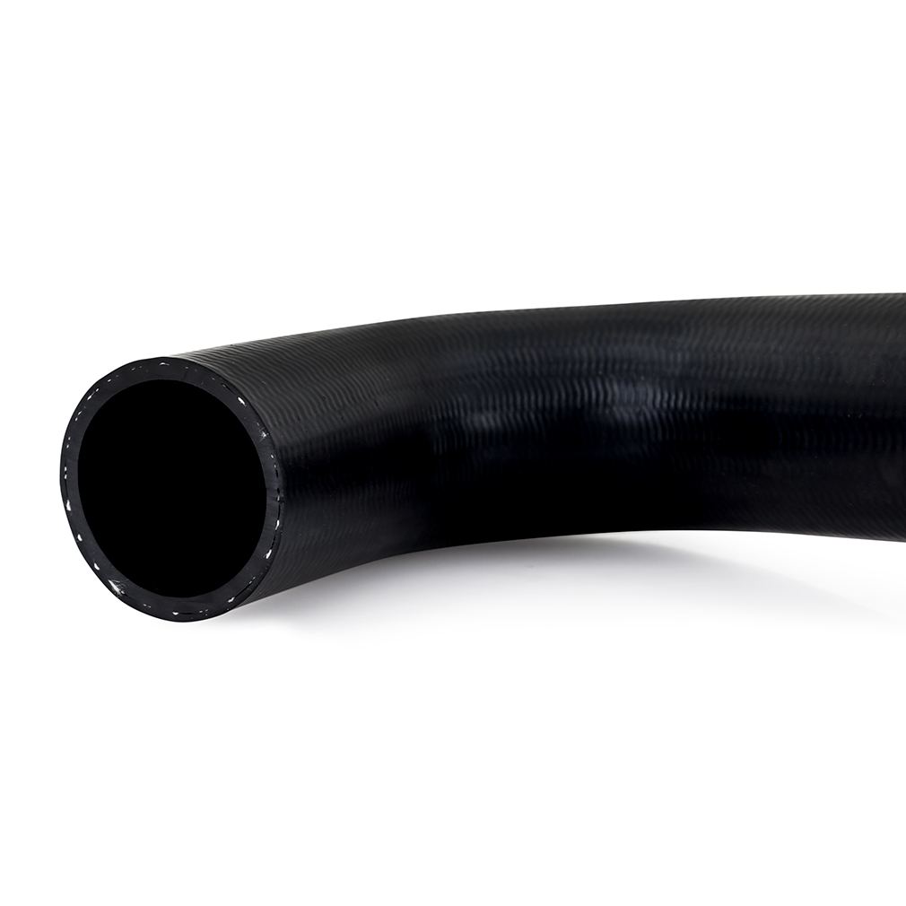 Close-up of Mishimoto EPDM coolant hose material and clamp included in the kit