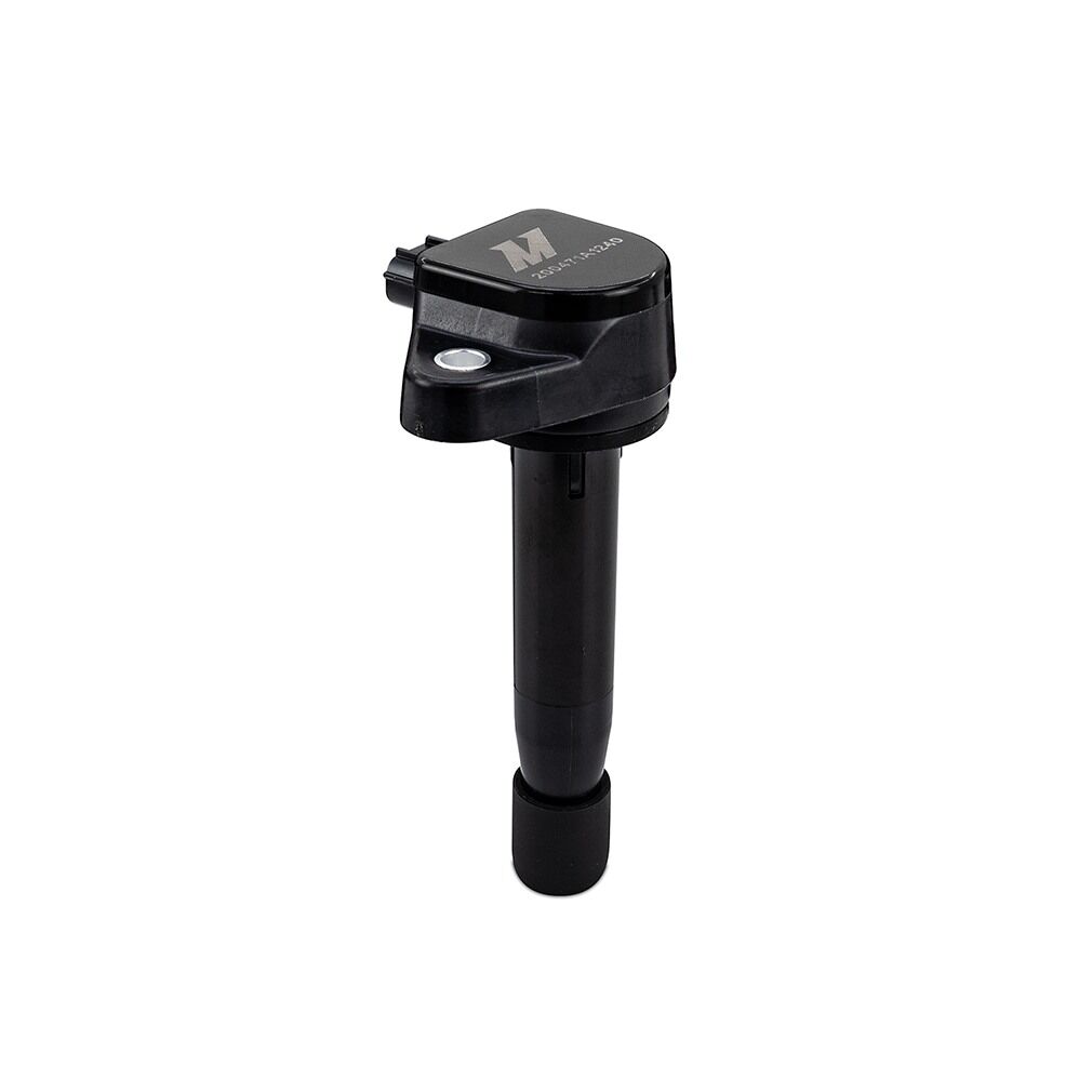 Mishimoto ignition coil showing phenolic resin outer shell and female blade terminal connector