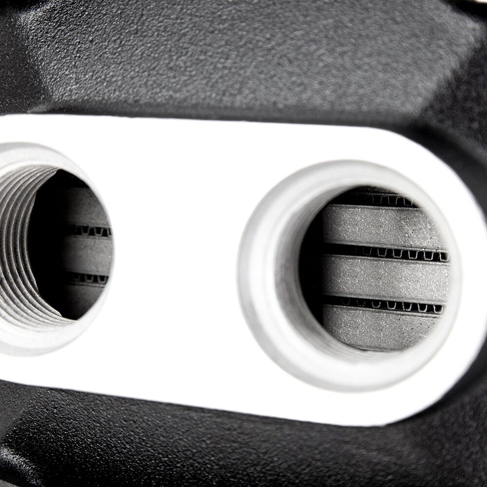 Mishimoto air-to-water intercooler core rated to 500HP and 100 psi of boost pressure