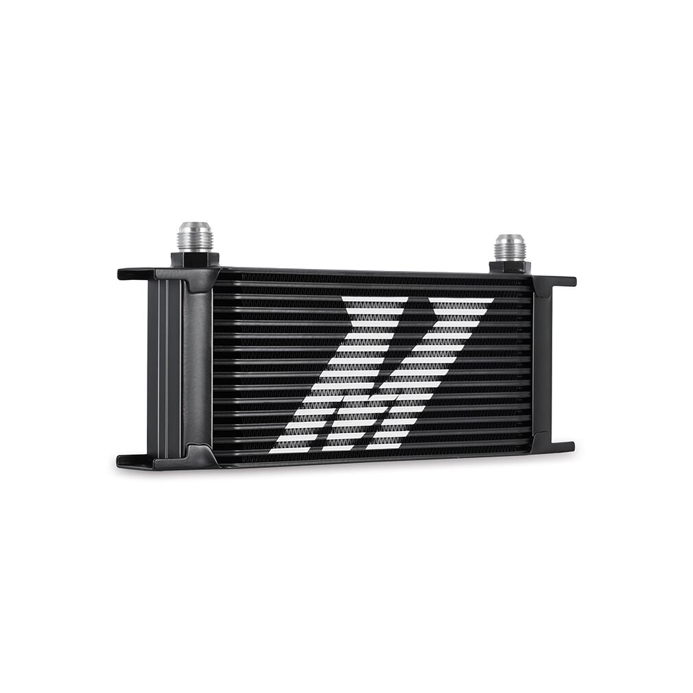 Black anodized non-thermostatic sandwich plate included with the Mishimoto universal oil cooler kit