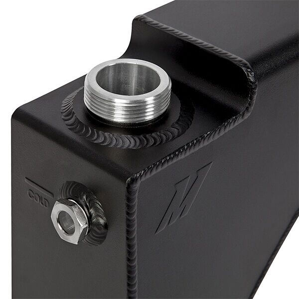 Natural finish Mishimoto aluminum expansion tank showing 1/8-in NPT port