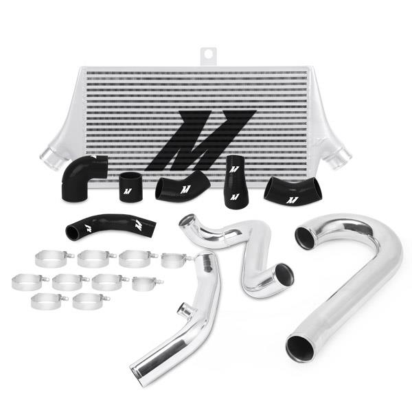 Mishimoto Fiesta ST intercooler kit components including pipes, couplers, and clamps