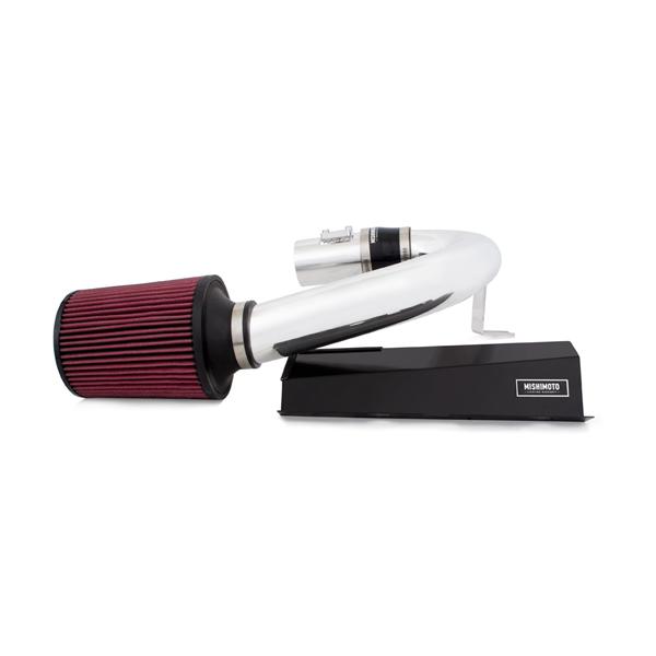 Mishimoto cold air intake kit with silicone coupler, clamps, and mounting hardware