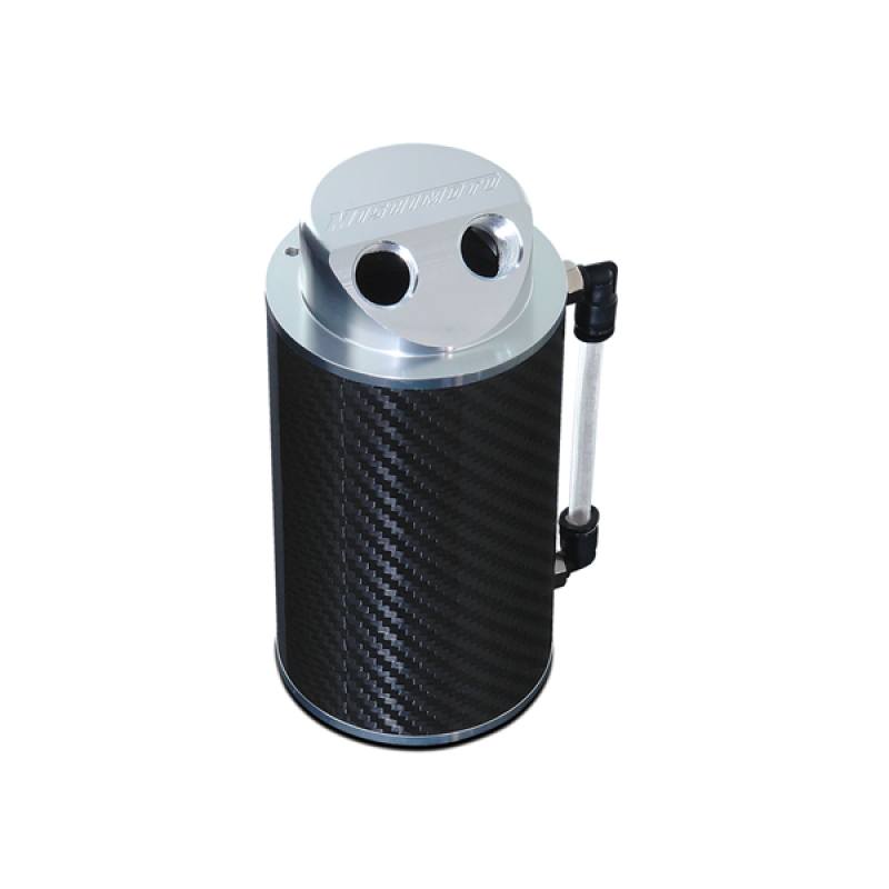 Mishimoto Carbon Fiber Oil Catch Can protecting intercooler and intake system from oil blow-by