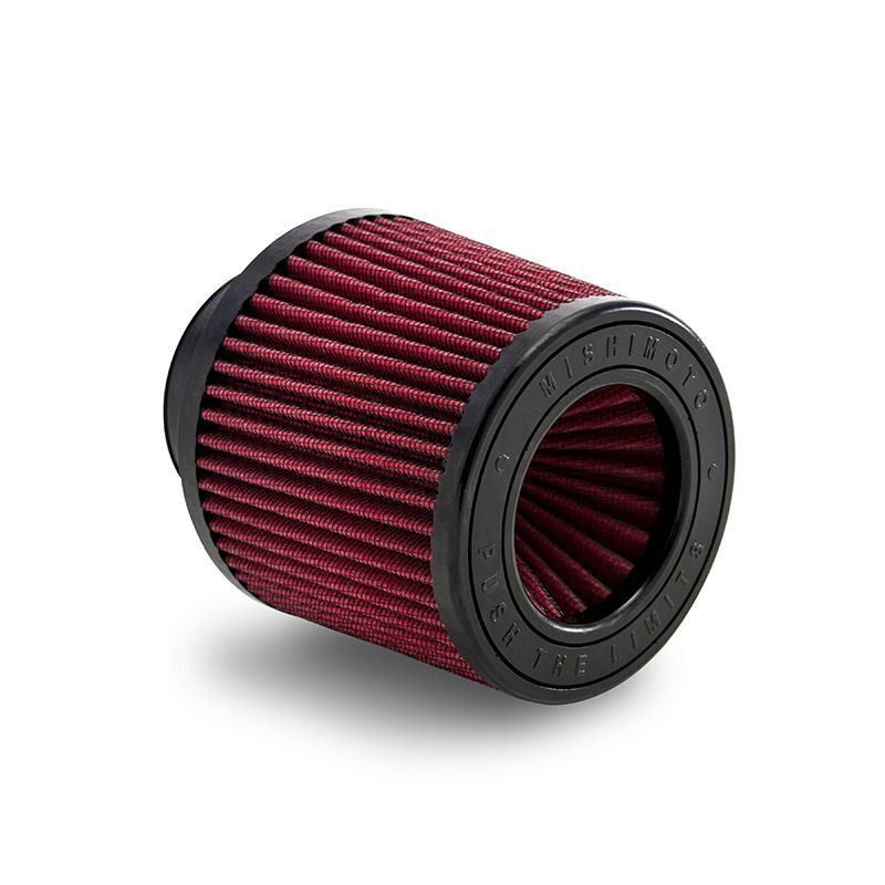 Complete Mishimoto air intake kit components: silicone elbow, airbox, MAF housing, clamps