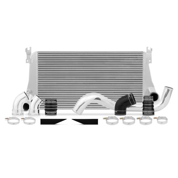 Mandrel-bent polished aluminum intercooler piping included in Mishimoto Duramax kit