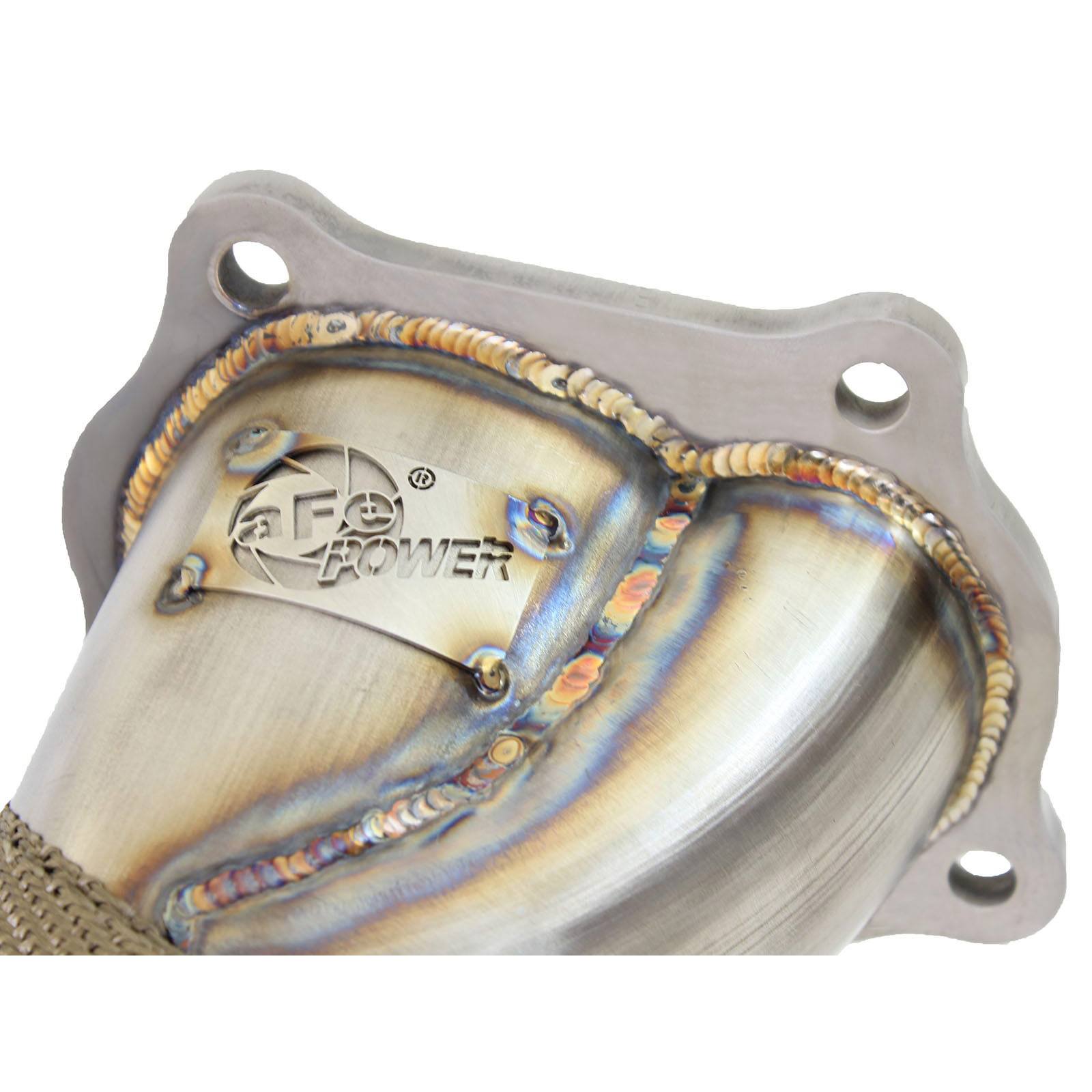 aFe Power AFE-48-36701 Twisted Steel 3-1/2 to 3 IN 304 Stainless Steel Street Series Down Pipe w/ Cats Mitsubishi Lancer EVO X 08-15 L4-2.0L (t) - Image 3