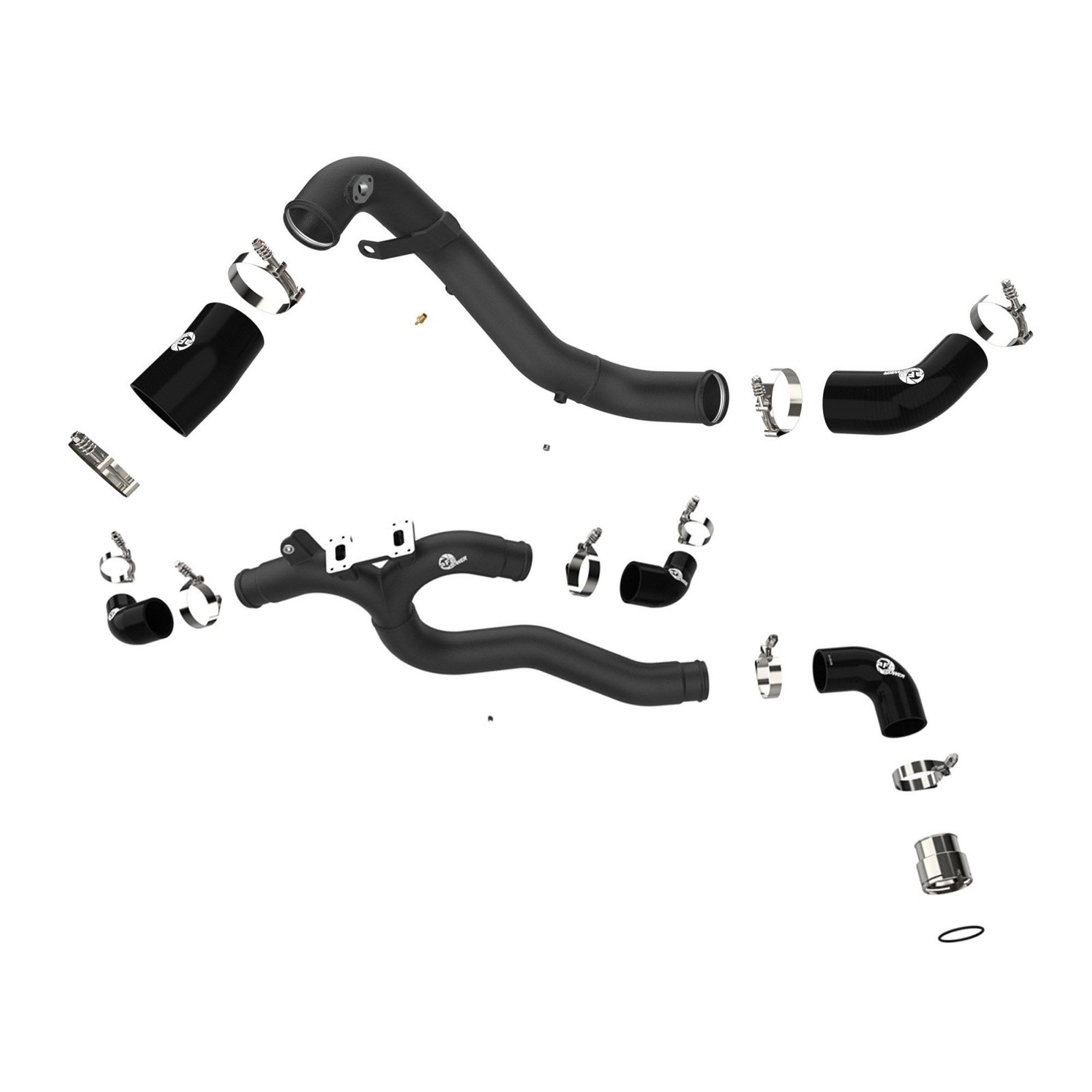 BladeRunner 3 IN Aluminum Hot and Cold Charge Pipe Kit Black Kia Stinger 18-23 V6-3.3L (tt)