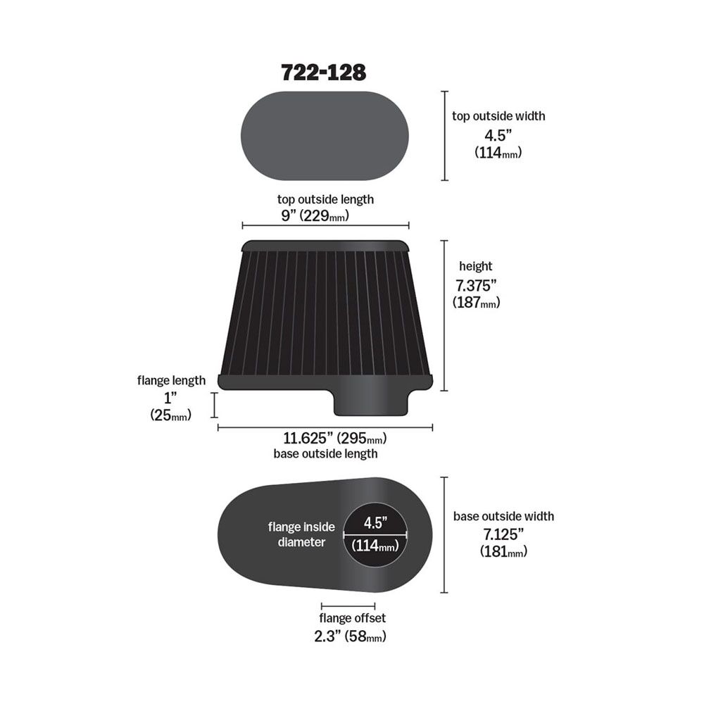 722 128 Airaid Universal Air Filter