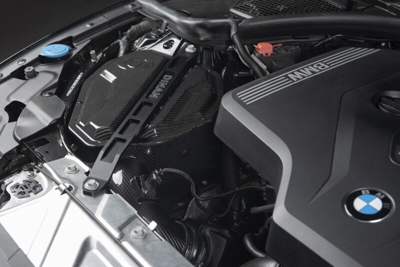 Close-up of Dinan Strut Tower Braces installation